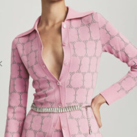 NWT RETROFETE PINK MAUI RIB KNIT BUTTON DOWN DRESS - Picture 2 of 6